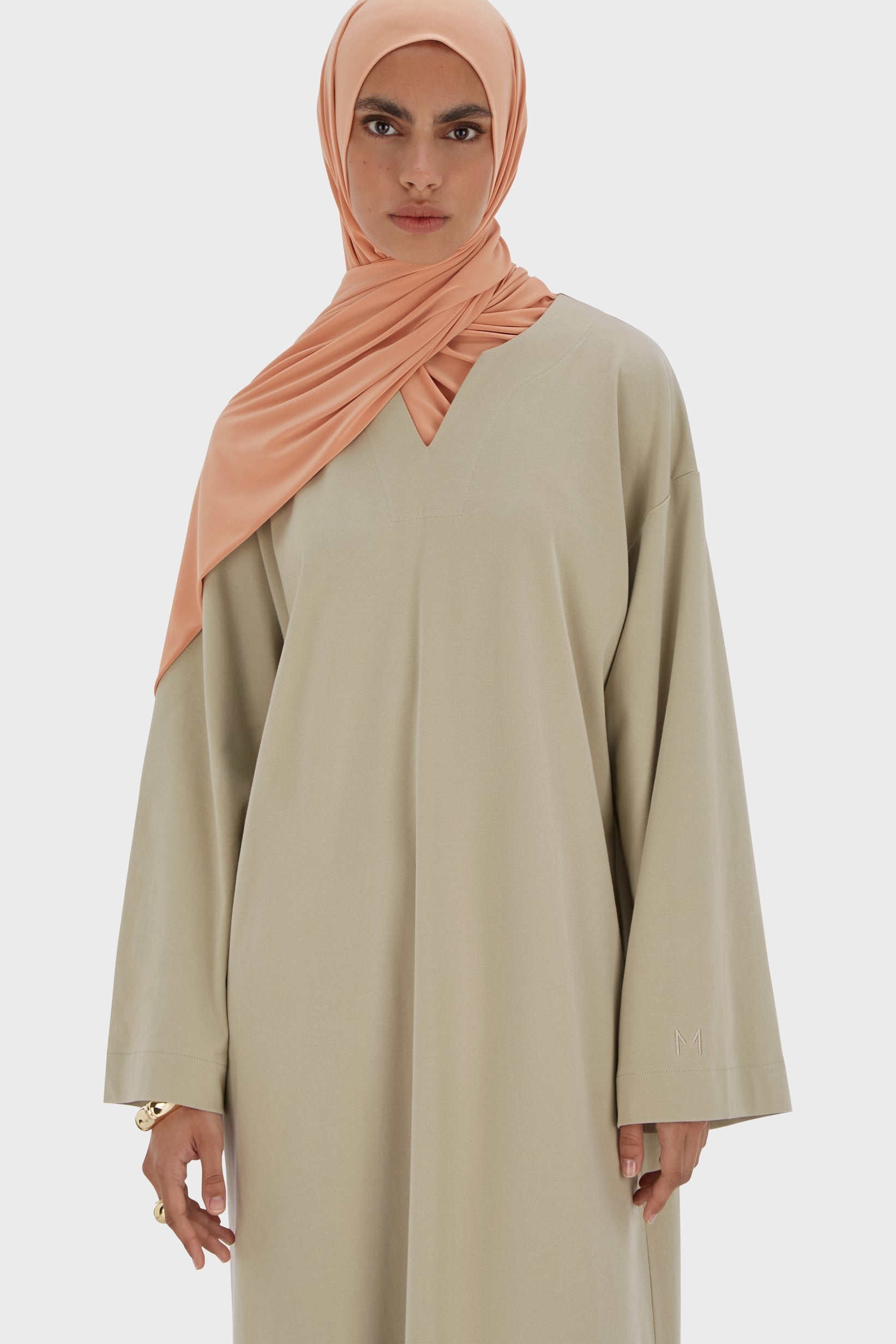 Summer Jersey Kaftan Dress | Moss Gray