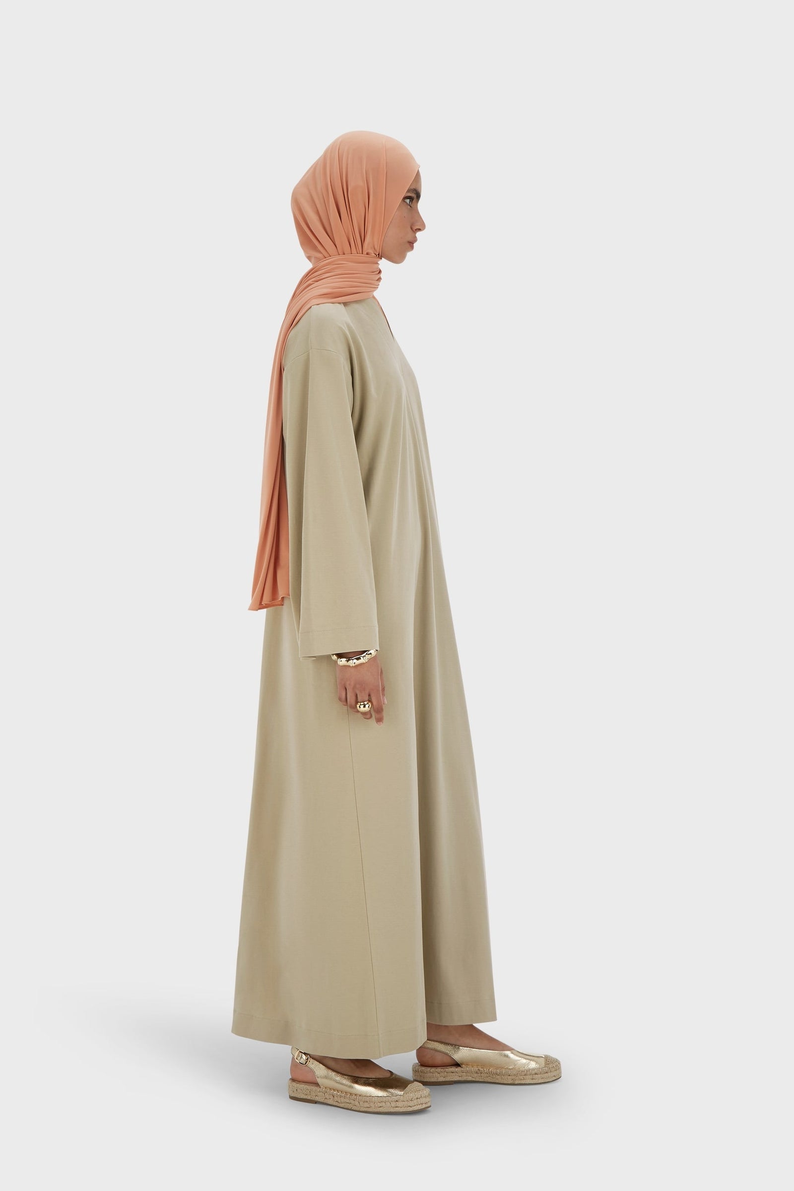 Summer Jersey Kaftan Dress | Moss Gray