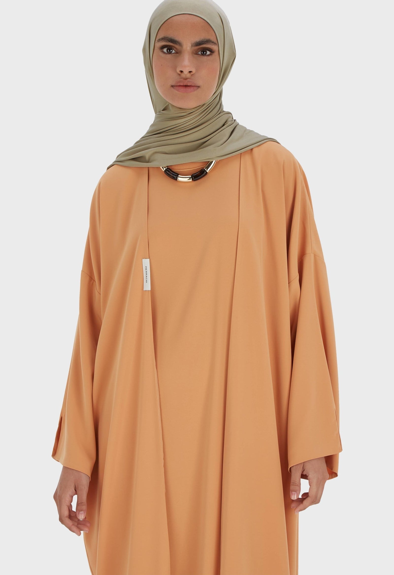 Woven Abaya Short | Pastel Orange