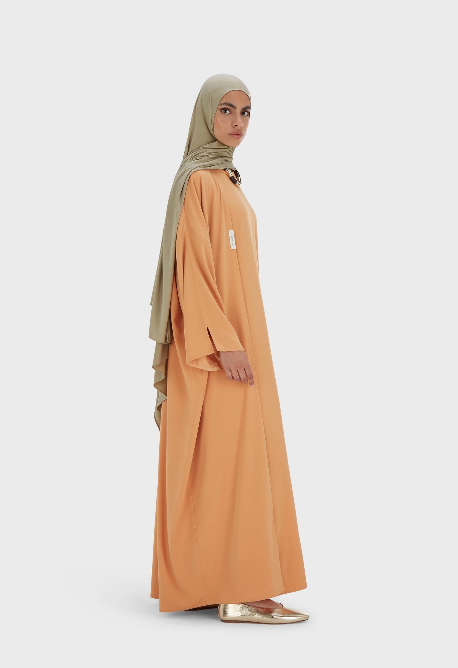 Woven Abaya Short | Pastel Orange