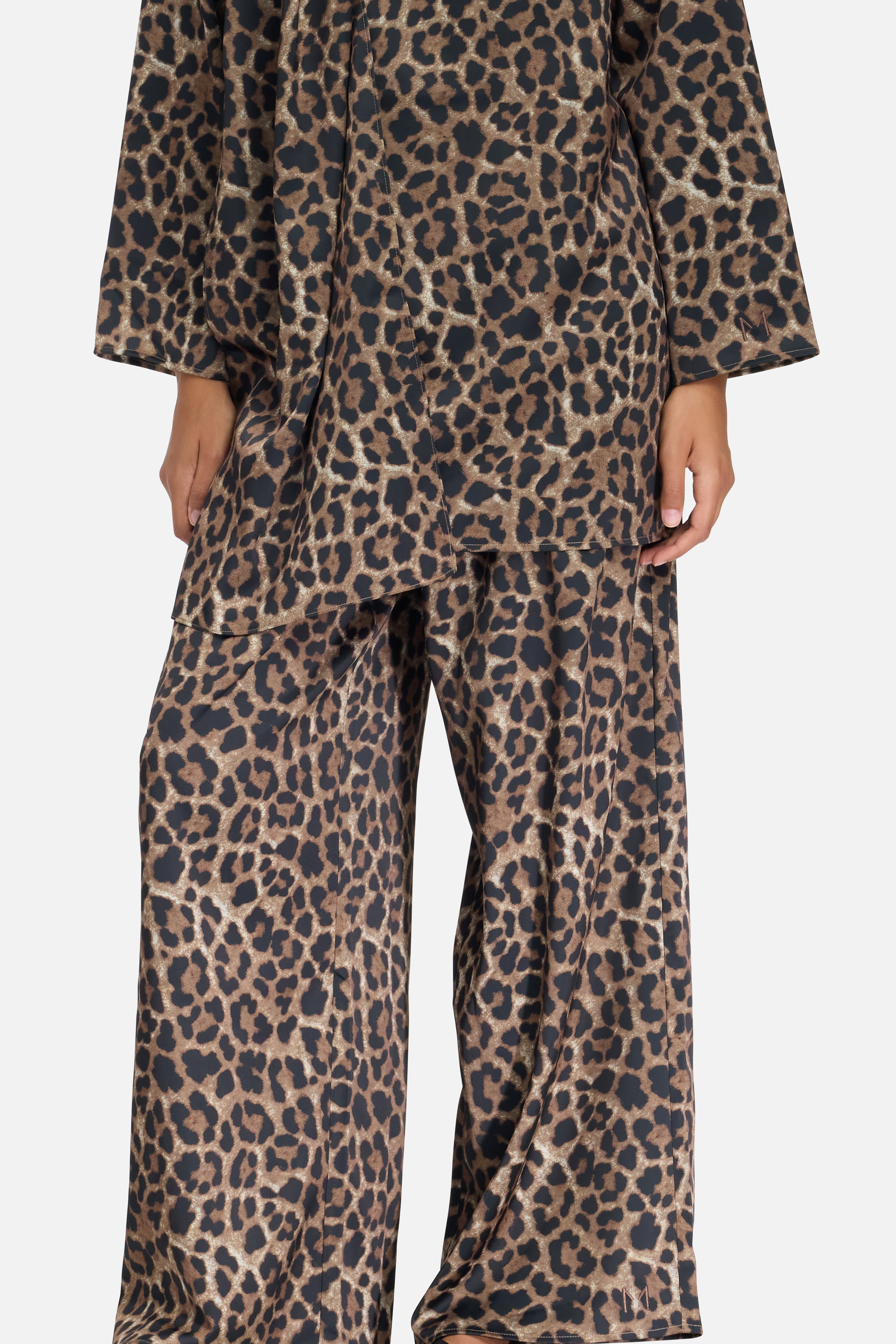 Satin Pleated Pants | Leopard