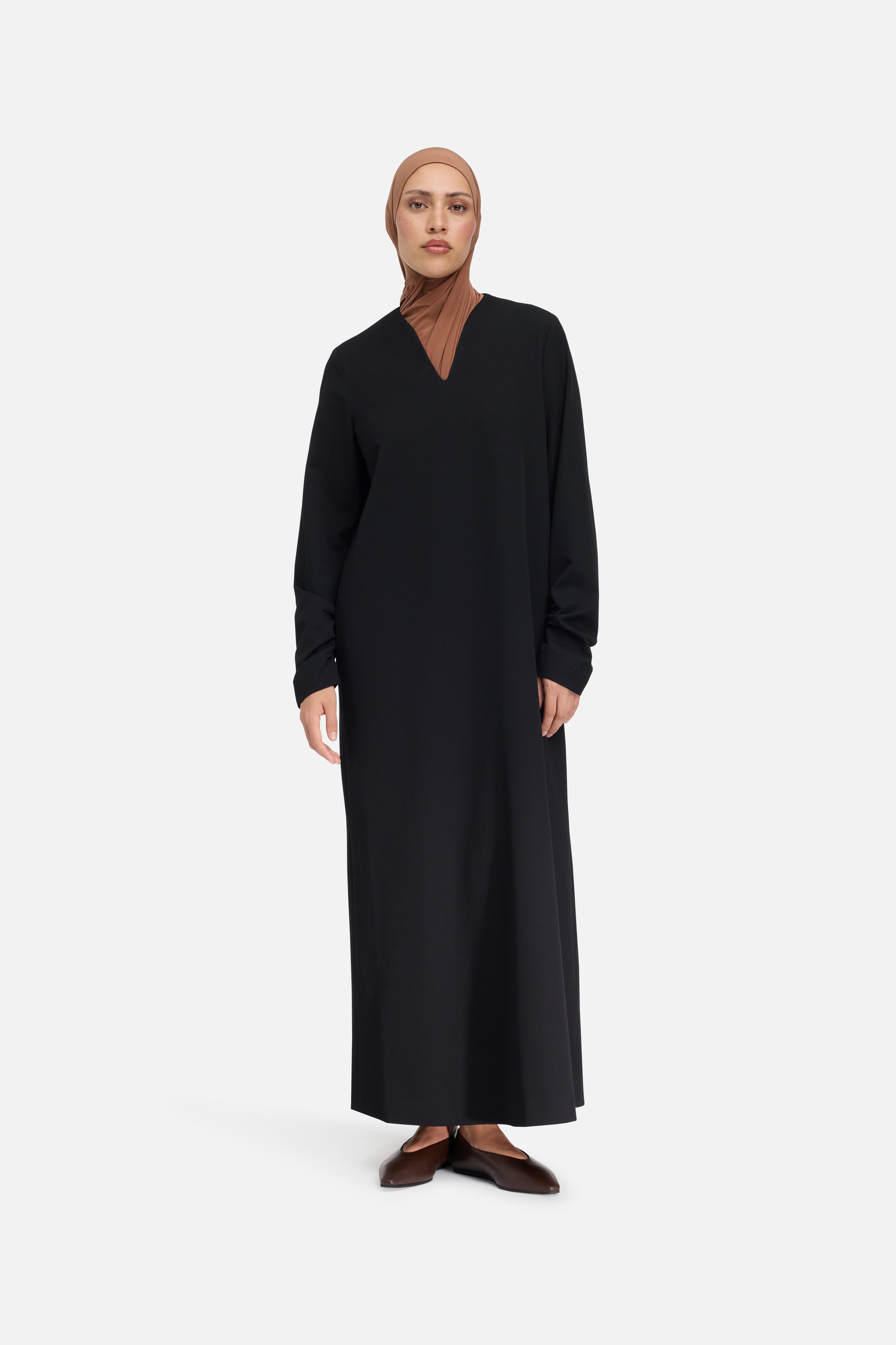 Tailored V-Neck Dress | Black
