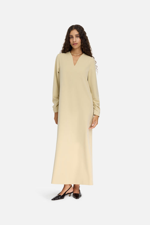 Tailored V-Neck Dress | Desert Clay